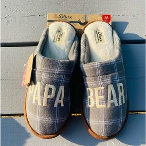 Men's Dluxe by Dearfoams Papa Bear Slide Slippers Gray - SIZE Medium (9/10)